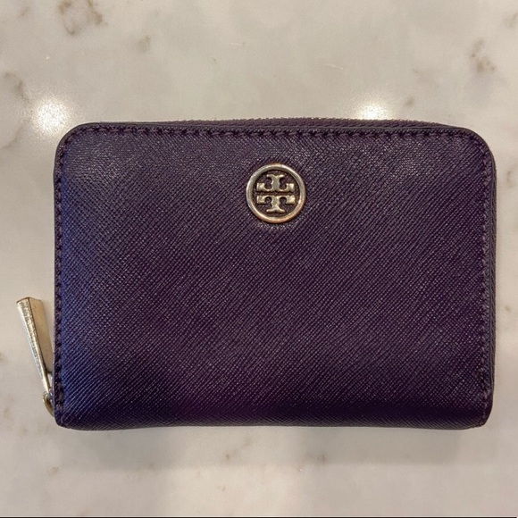 Wallet: Tory Burch Wallet with Zipper and Keyring, Purple ๐ Bundle Me! - Picture 2 of 6